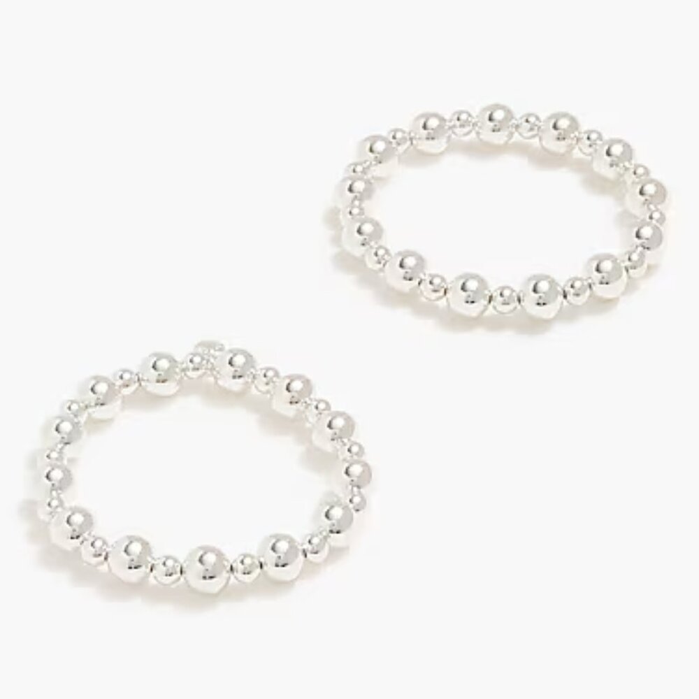 J. Crew Silver Bauble Circle Stretch Bracelets set-of-two/NWT